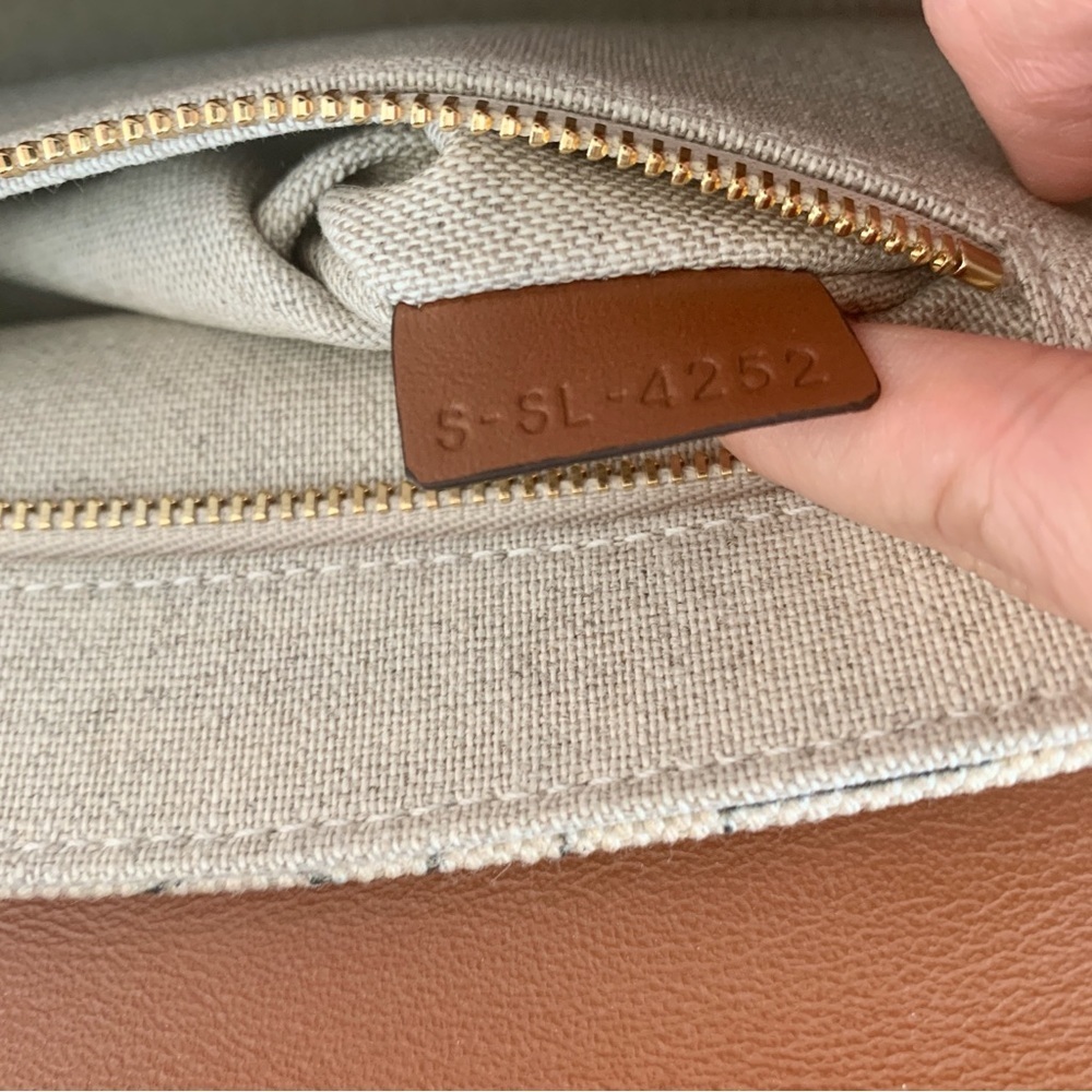 🌟 CELINE Teen Soft 16 Crossbody Bag in Textile Logo and Natural Tan Leather - Picture 14 of 16
